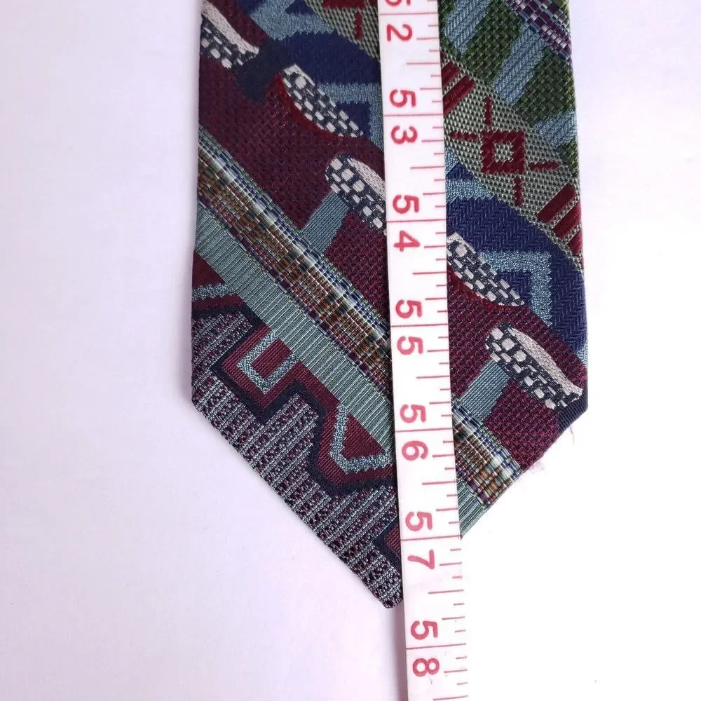 Dion Collection‎ Silk Tie Abstract Geometric Multicolor Pattern 100% Silk
